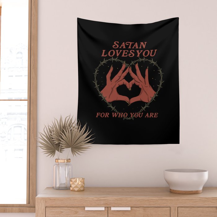 Satan Loves You Wall Tapestry Gallery Image 2