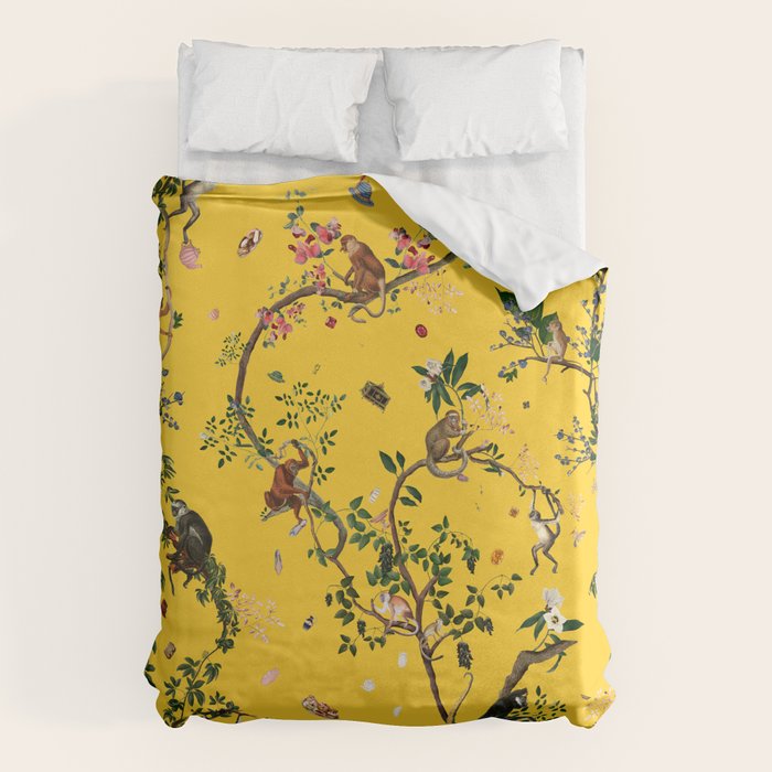 Monkey World Yellow Duvet Cover