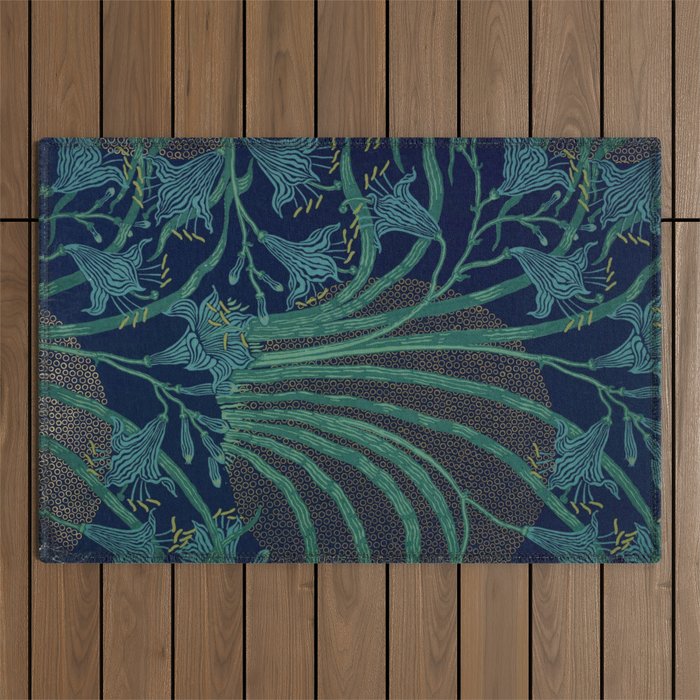 The Day Lily by Walter Crane Outdoor Rug Gallery Image 1