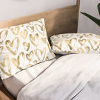 Gold Love Hearts Pattern on White Pillow Sham Gallery Image 2