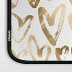 Gold Love Hearts Pattern on White Laptop Sleeve Gallery Image 3
