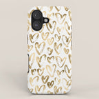 Gold Love Hearts Pattern on White iPhone Case Gallery Image 1