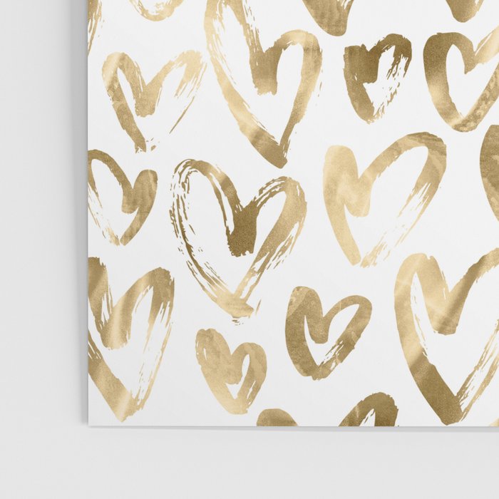 Gold Love Hearts Pattern on White Poster Gallery Image 3