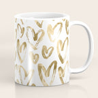 Gold Love Hearts Pattern on White Coffee Mug Gallery Image 1