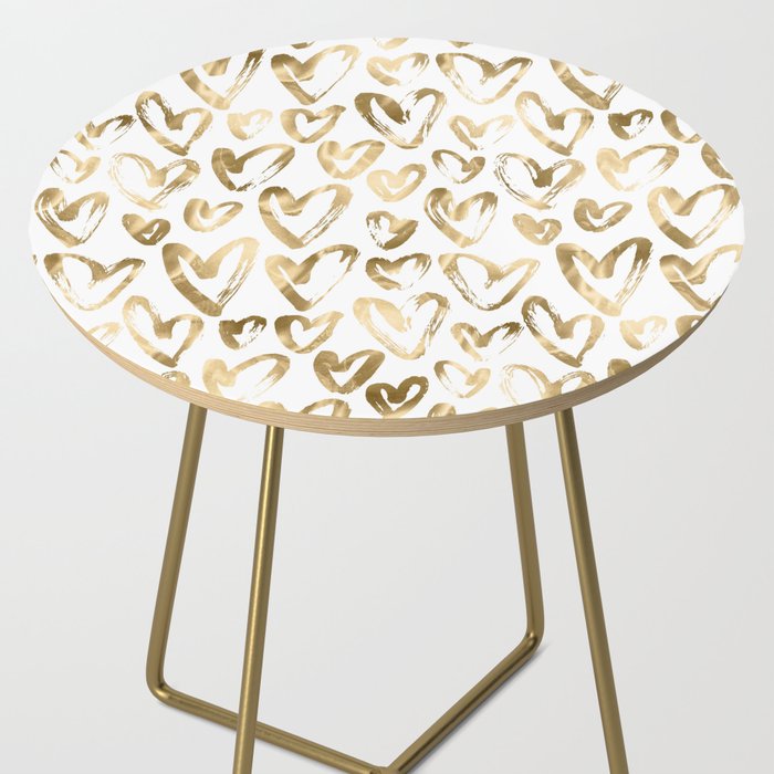 Gold Love Hearts Pattern on White Side Table Gallery Image 2