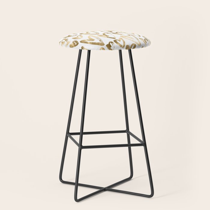Gold Love Hearts Pattern on White Stool Gallery Image 1