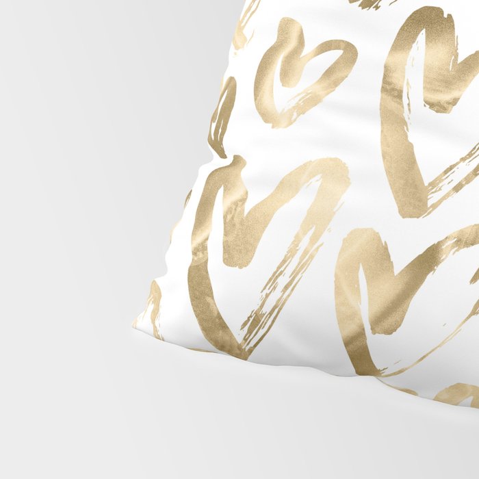 Gold Love Hearts Pattern on White Pillow Sham Gallery Image 4