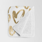 Gold Love Hearts Pattern on White Throw Blanket Gallery Image 3