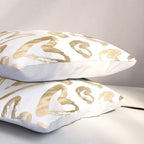 Gold Love Hearts Pattern on White Pillow Sham Gallery Image 3