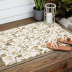 Gold Love Hearts Pattern on White Outdoor Rug Gallery Image 2