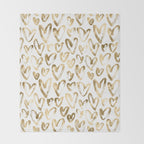 Gold Love Hearts Pattern on White Throw Blanket Gallery Image 2