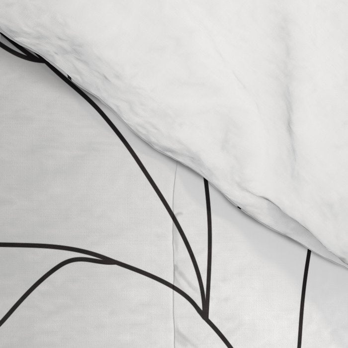 Minimal Line Art Woman Flower Head Comforter Gallery Image 4