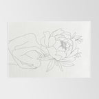 Minimal Line Art Woman Flower Head Rug Gallery Image 2