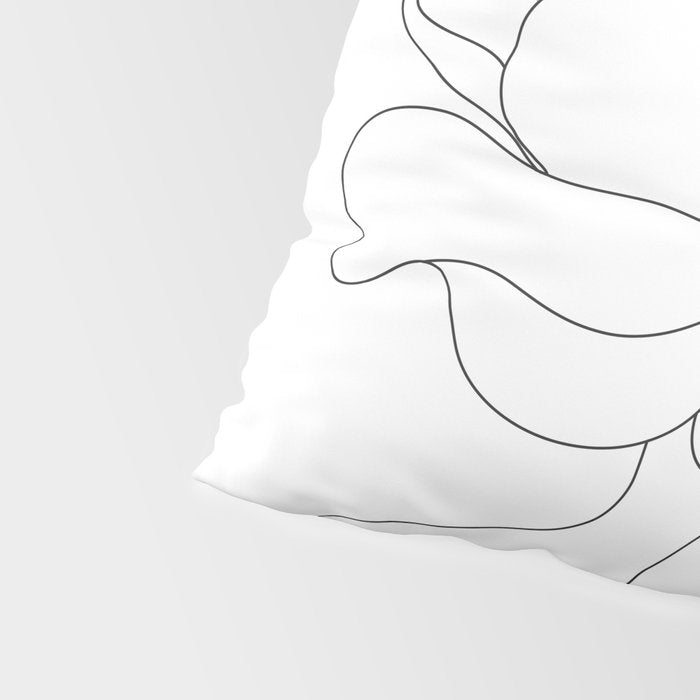 Minimal Line Art Woman Flower Head Pillow Sham Gallery Image 4
