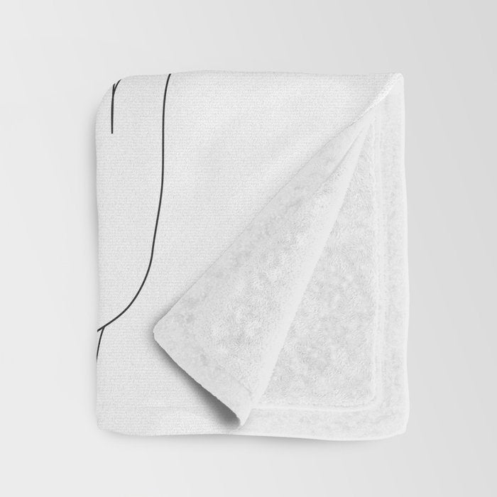 Minimal Line Art Woman Flower Head Throw Blanket Gallery Image 3