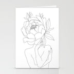 Minimal Line Art Woman Flower Head Stationery Card Gallery Image 2
