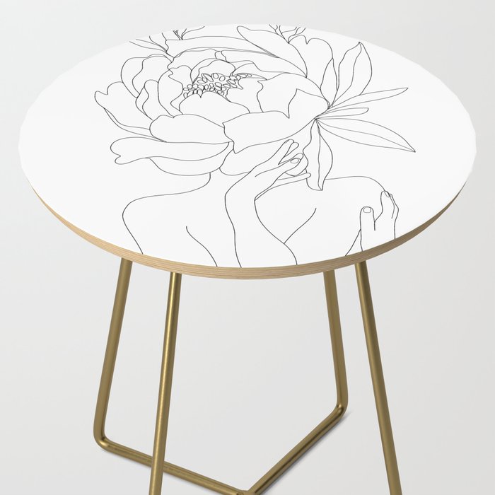Minimal Line Art Woman Flower Head Side Table Gallery Image 2