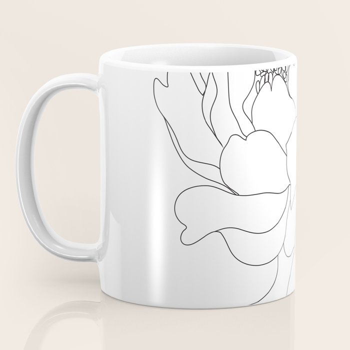Minimal Line Art Woman Flower Head Coffee Mug Gallery Image 3