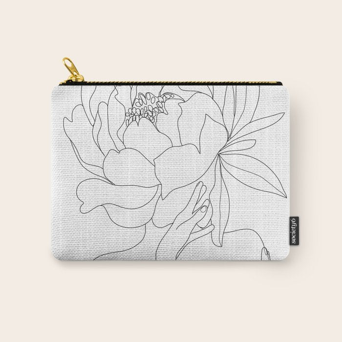Minimal Line Art Woman Flower Head Carry All Pouch Gallery Image 1