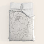 Minimal Line Art Woman Flower Head Duvet Cover Gallery Image 6