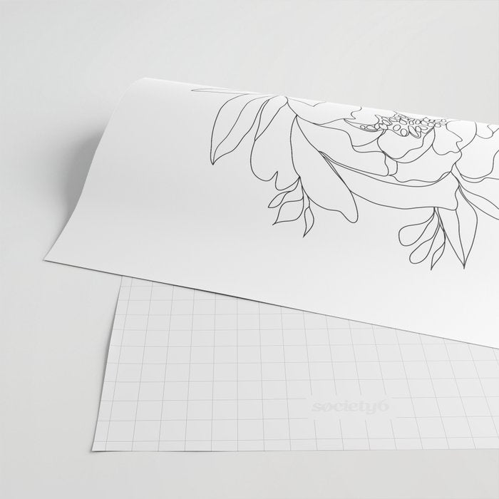 Minimal Line Art Woman Flower Head Wrapping Paper Gallery Image 2
