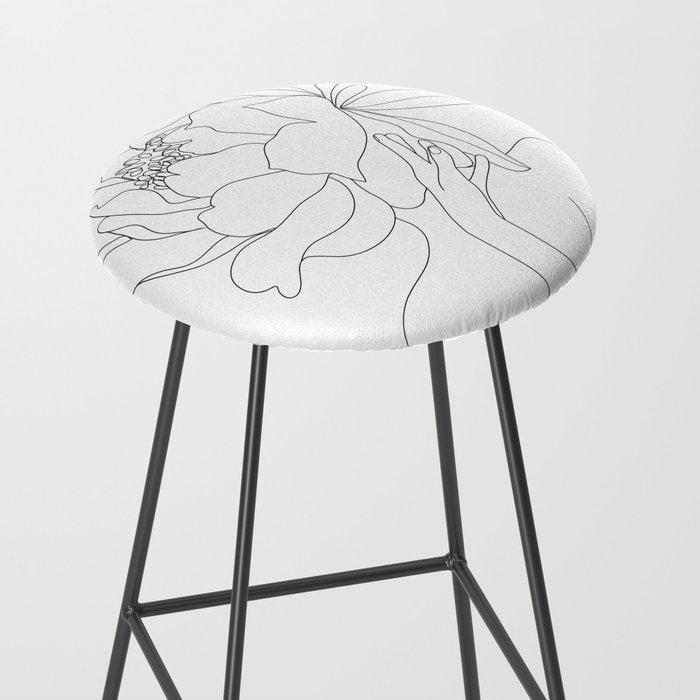 Minimal Line Art Woman Flower Head Stool Gallery Image 2
