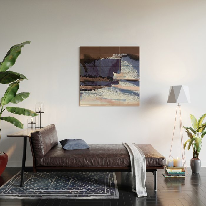 Indigo Brushwork Wood Wall Art Gallery Image 2