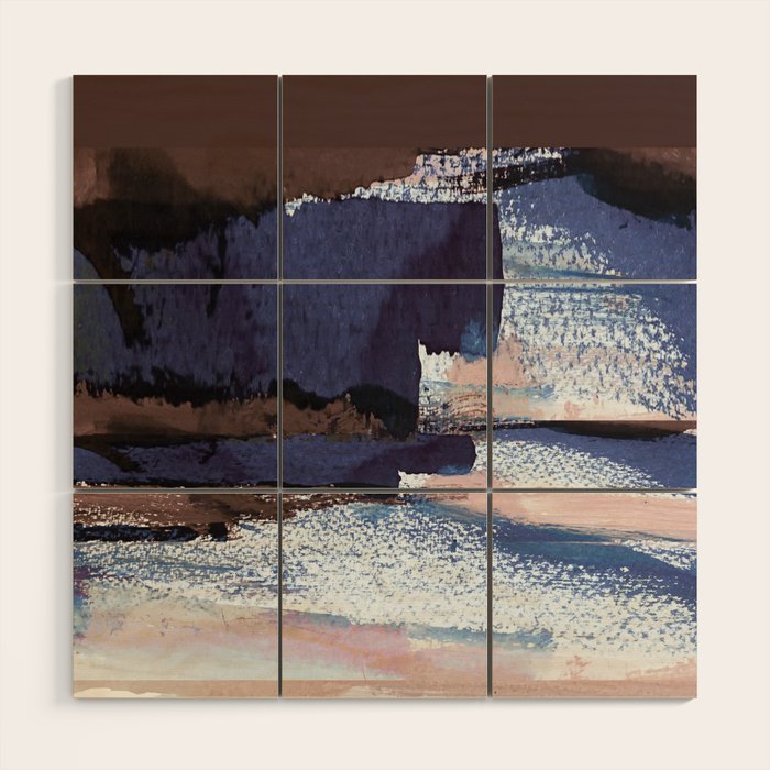 Indigo Brushwork Wood Wall Art Gallery Image 1