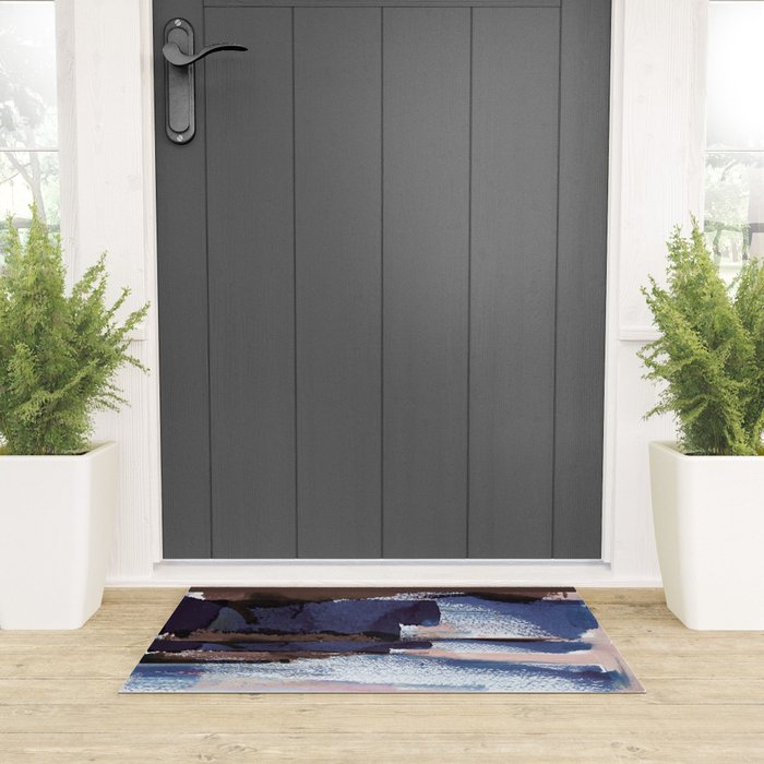 Indigo Brushwork Welcome Mat Gallery Image 3
