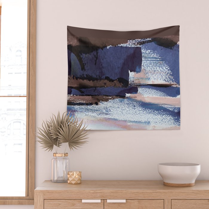 Indigo Brushwork Wall Tapestry Gallery Image 2