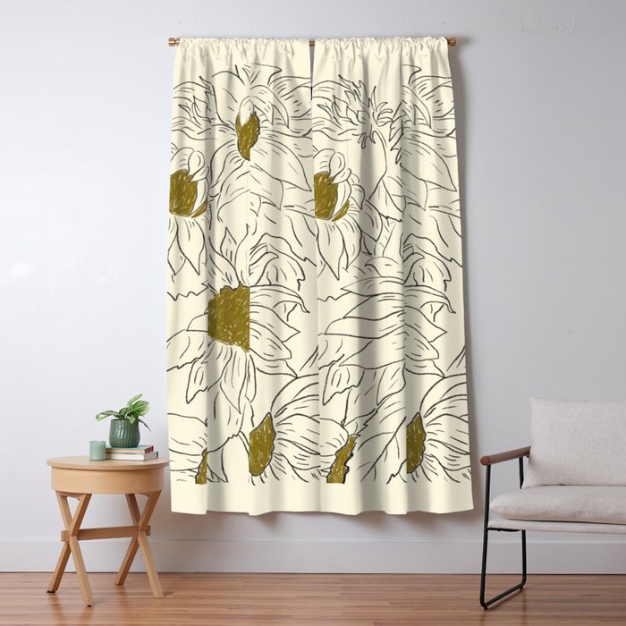Minimalist Sunflowers 2 Window Curtain Gallery Image 1