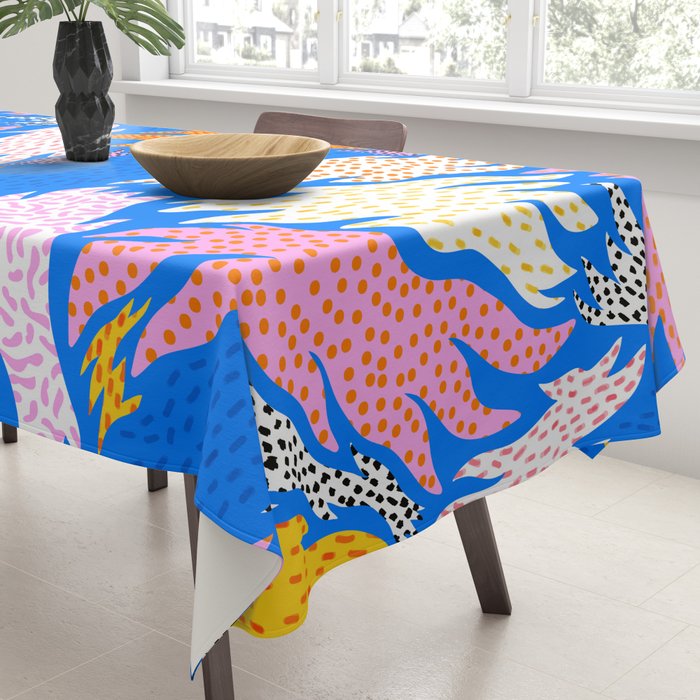 Abstract hand drawn shapes doodle pattern Tablecloth Gallery Image 3