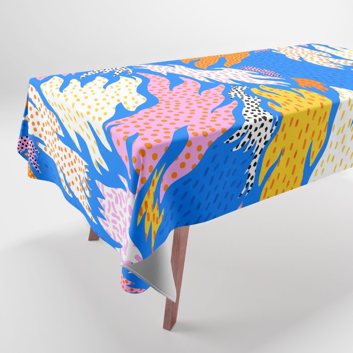 Abstract Hand Drawn Shapes Doodle Pattern Tablecloth