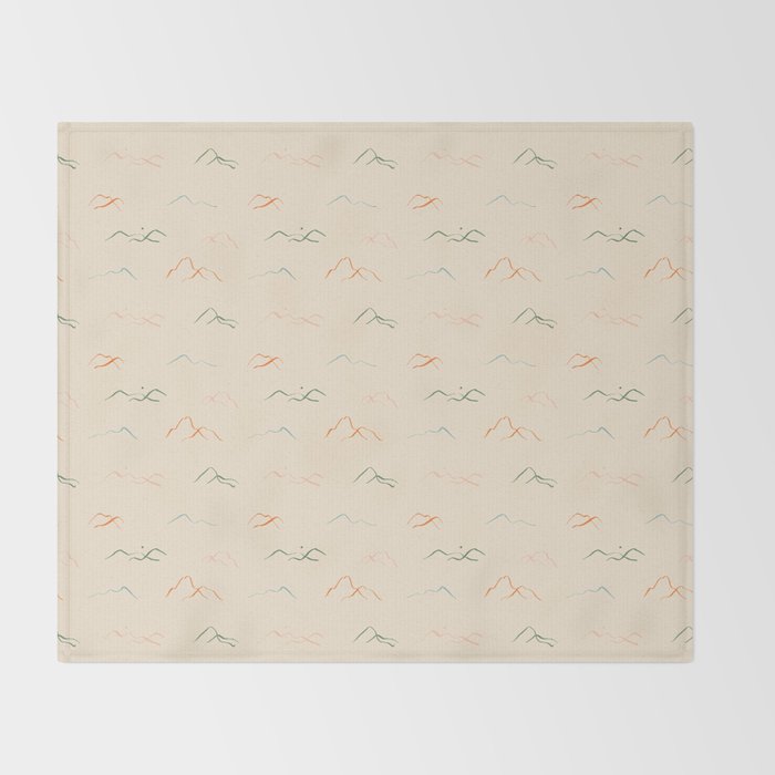 Hand drawn mountain landscape doodle pattern Throw Blanket Gallery Image 2