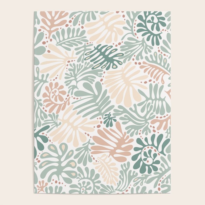 Matisse leaves pattern modern minimalistic pastel crayon soft colors Poster Gallery Image 4