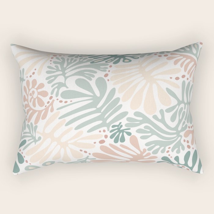 Matisse leaves pattern modern minimalistic pastel crayon soft colors Rectangular Pillow Gallery Image 1