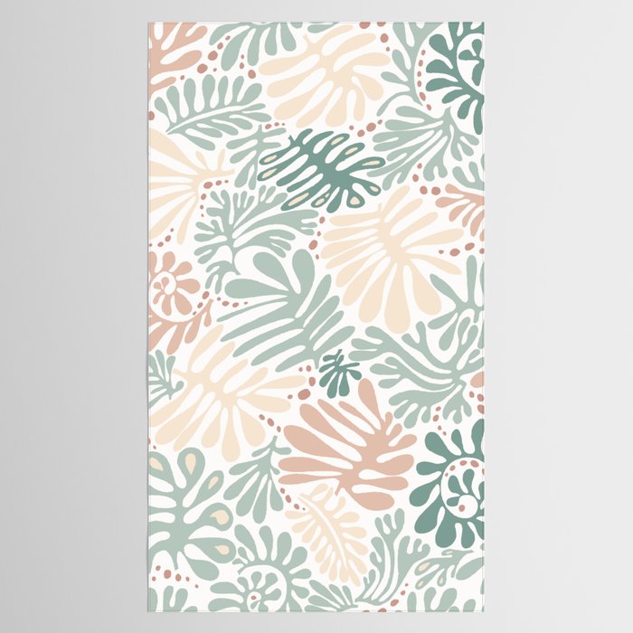 Matisse leaves pattern modern minimalistic pastel crayon soft colors Tablecloth Gallery Image 2