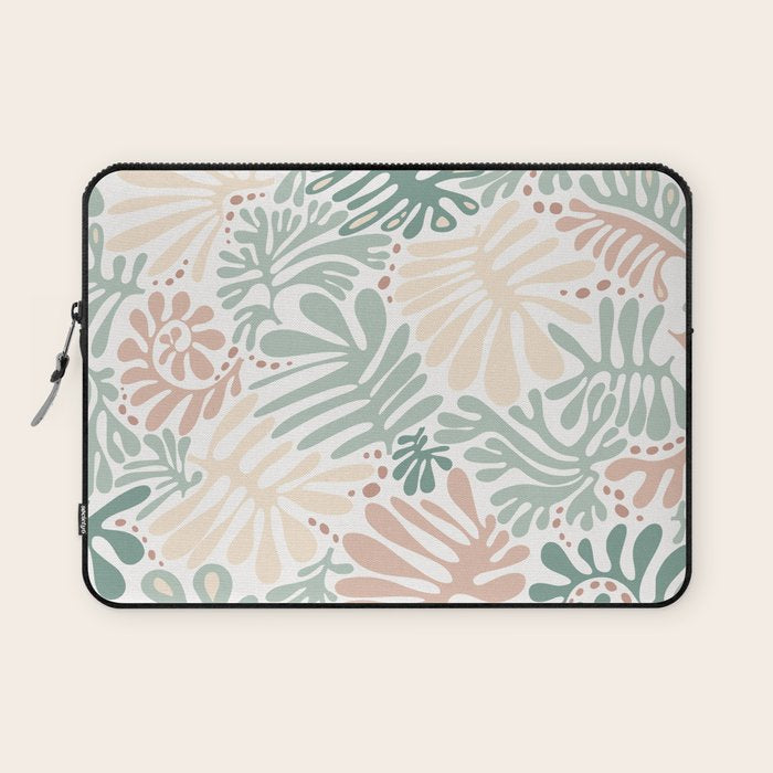 Matisse leaves pattern modern minimalistic pastel crayon soft colors Laptop Sleeve Gallery Image 1