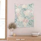 Matisse leaves pattern modern minimalistic pastel crayon soft colors Wall Tapestry Gallery Image 2