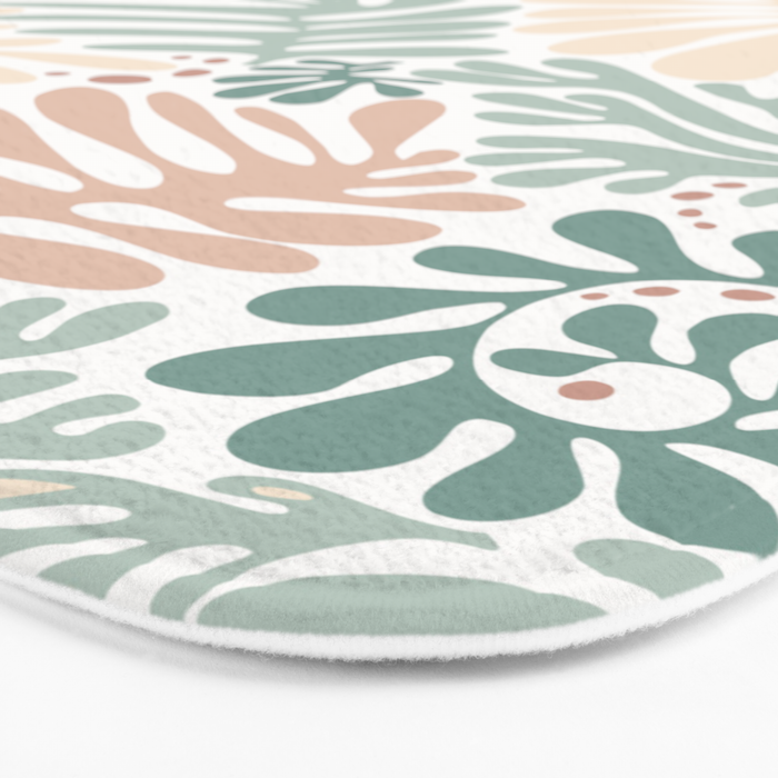Matisse leaves pattern modern minimalistic pastel crayon soft colors Bath Mat Gallery Image 3