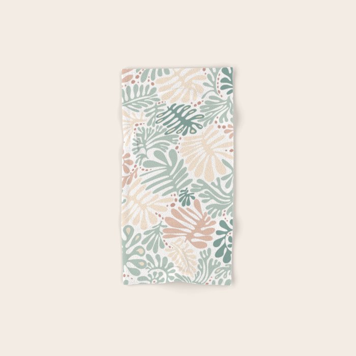 Matisse leaves pattern modern minimalistic pastel crayon soft colors Bath Towel Gallery Image 1
