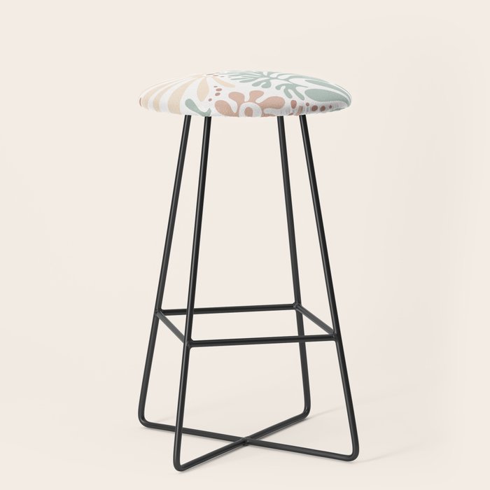Matisse leaves pattern modern minimalistic pastel crayon soft colors Stool Gallery Image 1