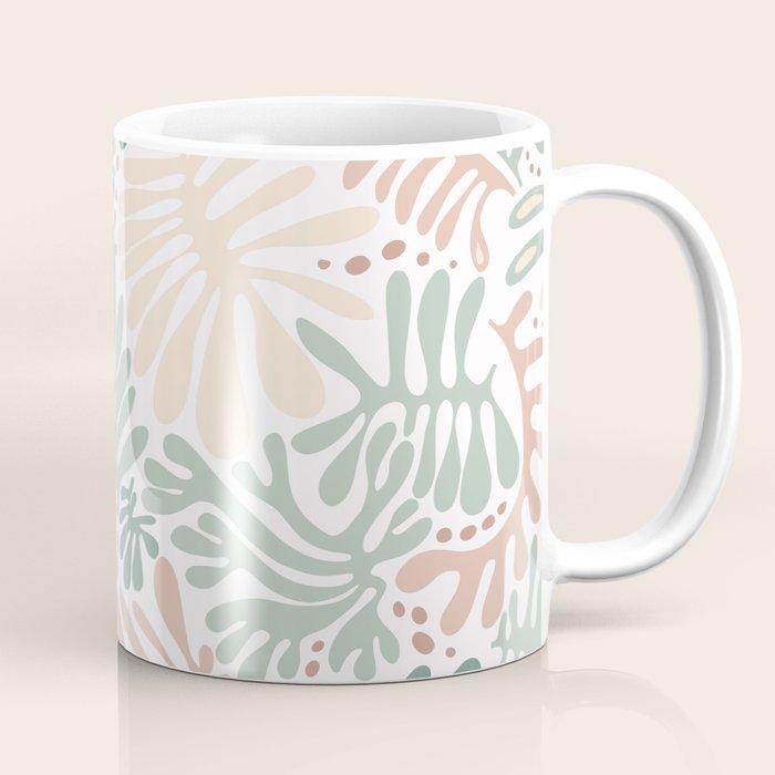 Matisse leaves pattern modern minimalistic pastel crayon soft colors Coffee Mug Gallery Image 1