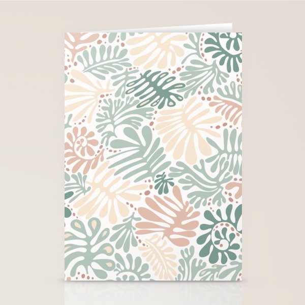 Matisse leaves pattern modern minimalistic pastel crayon soft colors Stationery Card Gallery Image 1