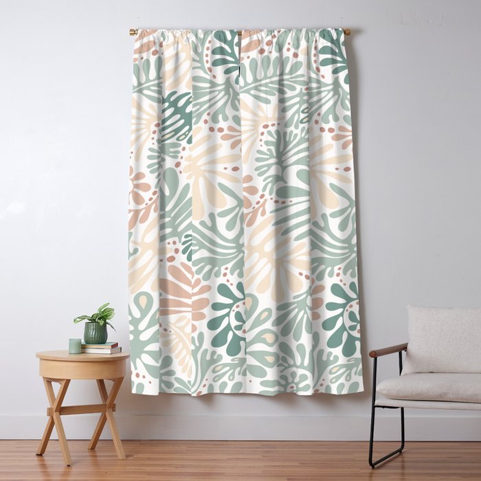 Matisse leaves pattern modern minimalistic pastel crayon soft colors Window Curtain Gallery Image 5