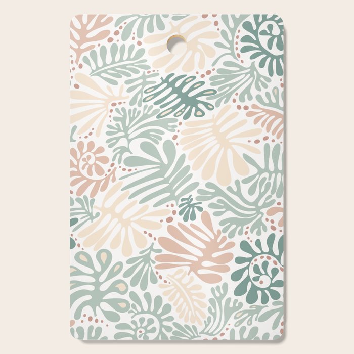 Matisse leaves pattern modern minimalistic pastel crayon soft colors Cutting Board Gallery Image 1