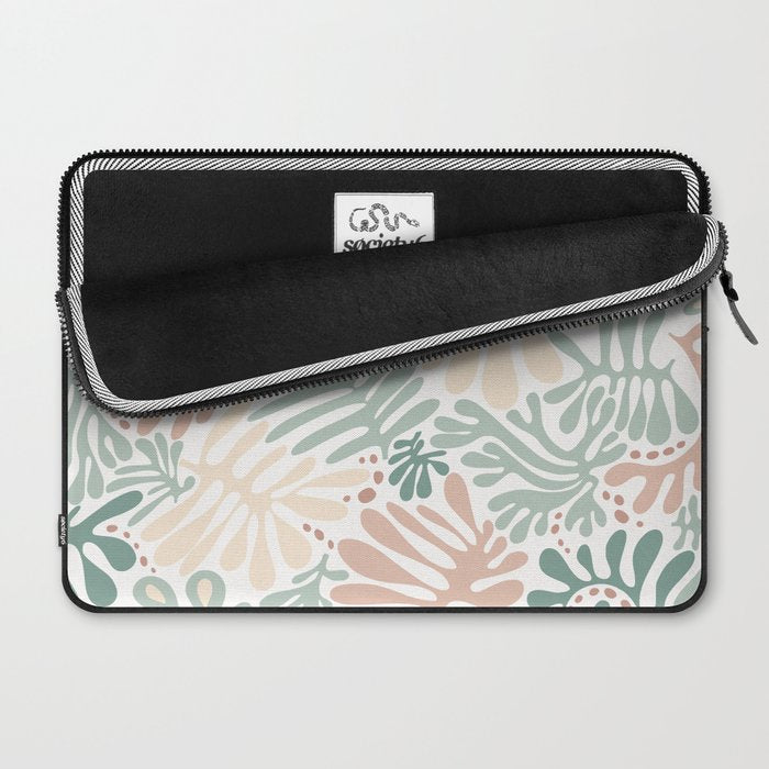Matisse leaves pattern modern minimalistic pastel crayon soft colors Laptop Sleeve Gallery Image 2