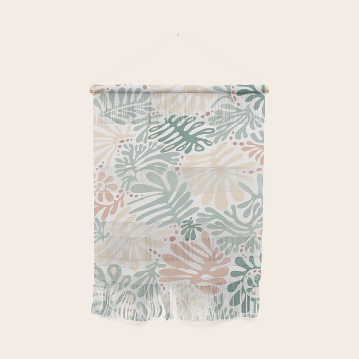 Matisse leaves pattern modern minimalistic pastel crayon soft colors Wall Hanging Gallery Image 1