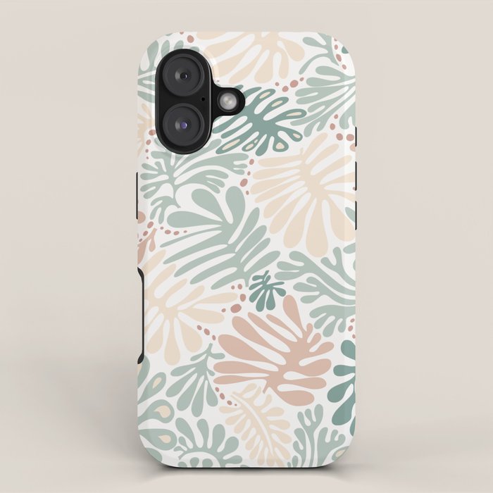 Matisse leaves pattern modern minimalistic pastel crayon soft colors iPhone Case Gallery Image 1