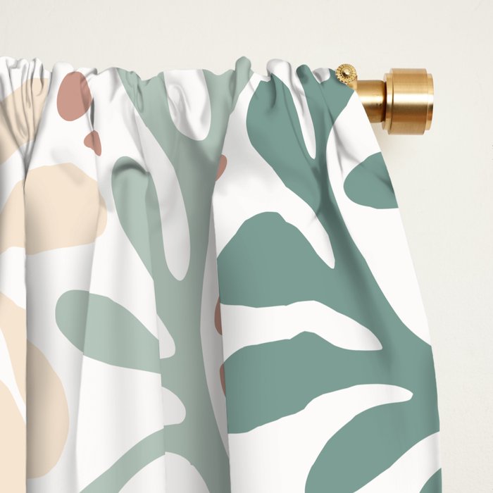 Matisse leaves pattern modern minimalistic pastel crayon soft colors Window Curtain Gallery Image 2